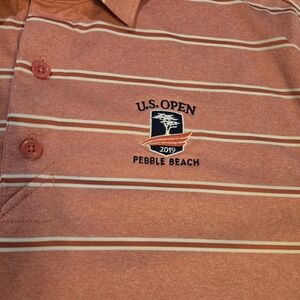 2019 U.S. Open Pebble Beach Cutter & Buck Pink Striped Polo Shirt